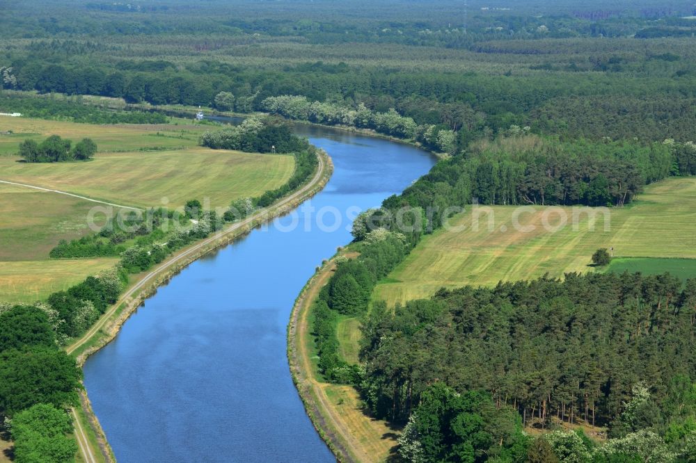 Aerial image Kade - History channel and riparian areas of Elbe-Havel-Kanal in Kade in the state Saxony-Anhalt