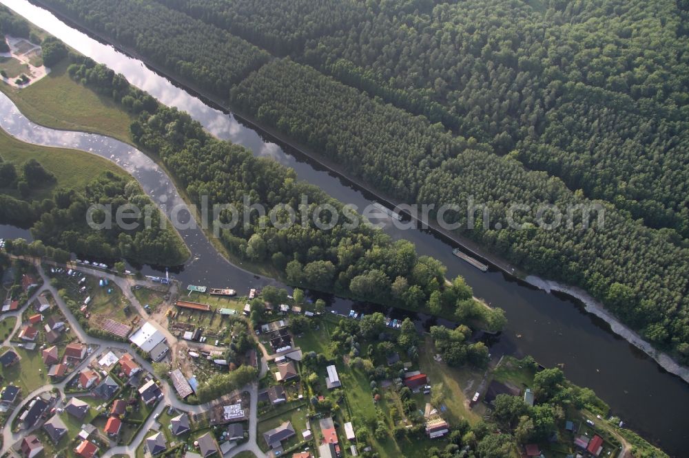 Aerial image Marienwerder - Marina and shipyard on the banks of the Oder-Havel Canal and Werbellinkanal in Marienwerder in Brandenburg