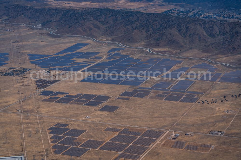 Lancaster from above - Canal course and shore areas of the connecting canal California Aqueduct on street 90th Street West in Lancaster in California, United States of America