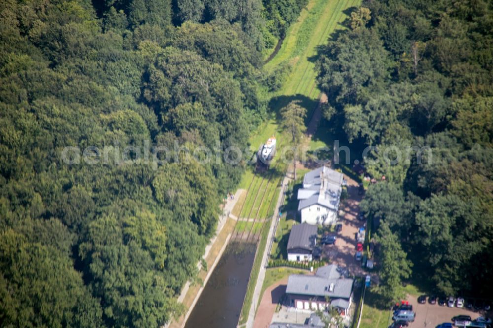 Aerial photograph Krasin - Canal course and shore areas of the connecting canal Oberlaendischer Kanal in Krasin in Warminsko-Mazurskie, Poland