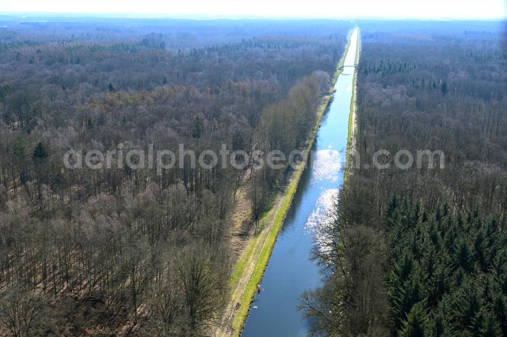 Göhren from above - Canal course and shore areas of the connecting canal Stoerwasserstrasse in Goehren in the state Mecklenburg - Western Pomerania, Germany