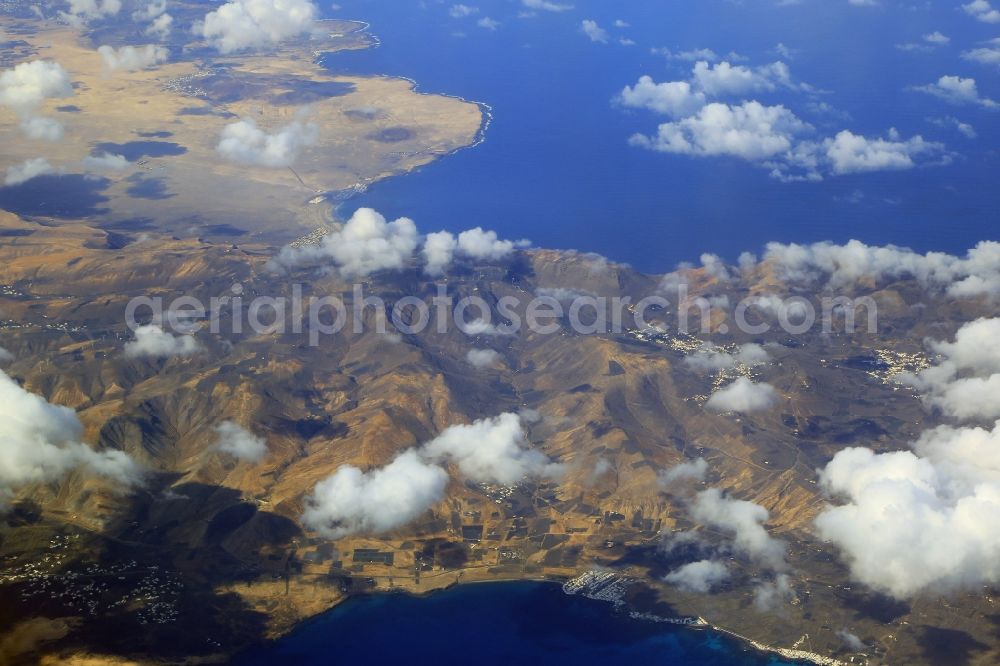 Haria from above - Coastal area and landscape of the Canary Island Lanzarote in the area of Haria in Canarias, Spain