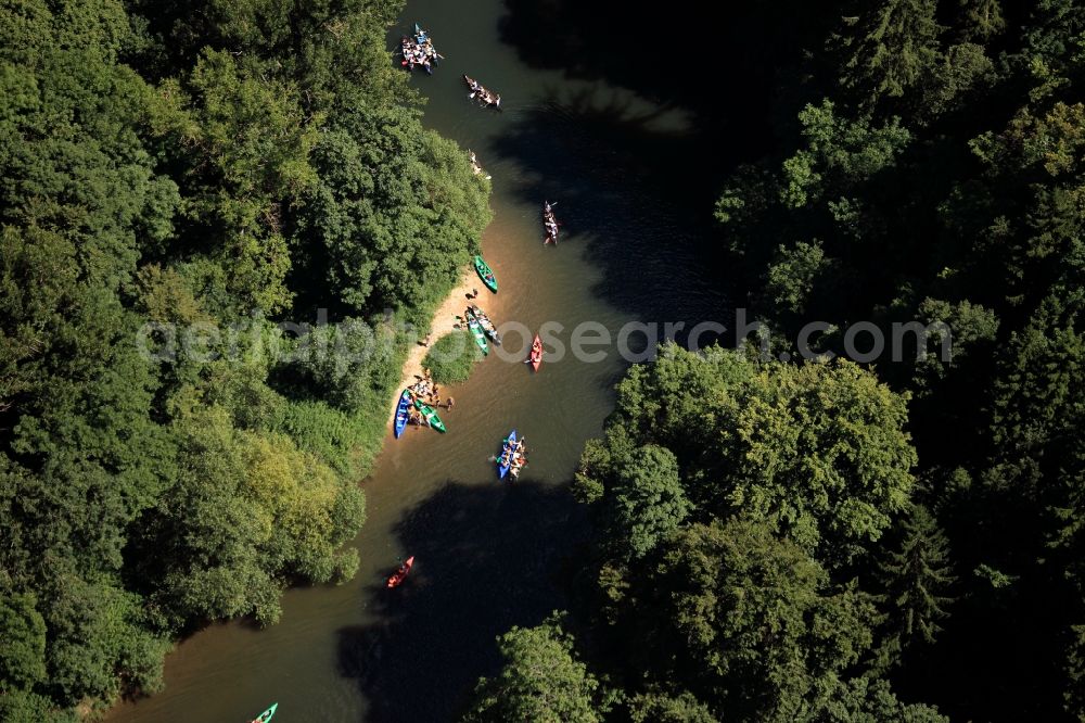 Sigmaringen from above - Canoeing on the banks of the Donau at Sigmaringen in Baden-Wuerttemberg