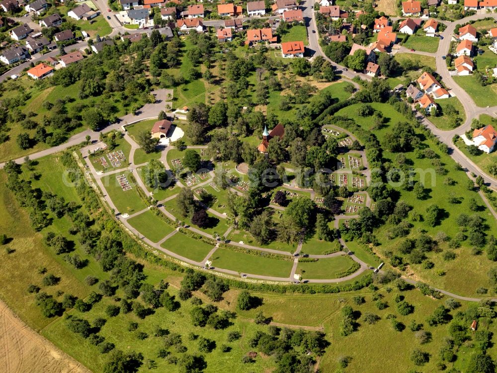 Mössingen / Belsen from above - Chapel Cemetery in Belsen, a district of the state of Baden-Württemberg Mössingen