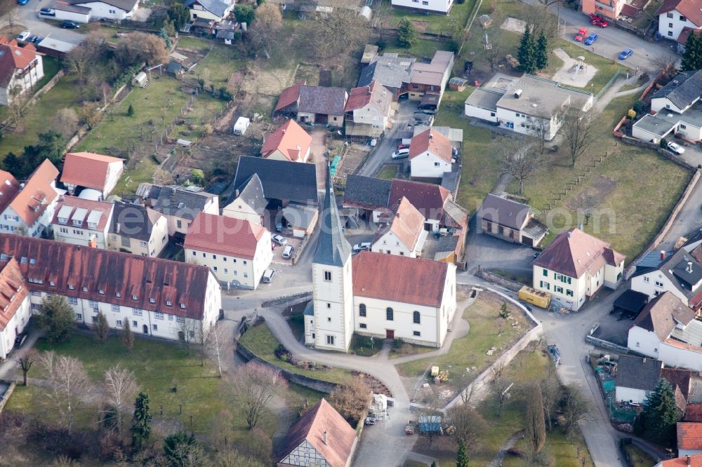 Mosbach from the bird's eye view: Churches building the chapel Tempelhaus Neckarelz in the district Neckarelz in Mosbach in the state Baden-Wuerttemberg