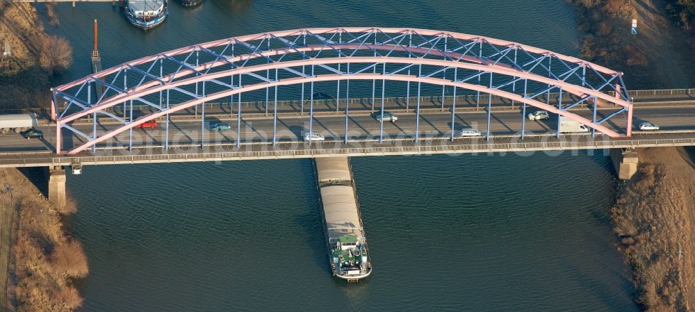 Duisburg from above - View of the Karl Lehr bridge in Duisburg in the state North Rhine-Westphalia