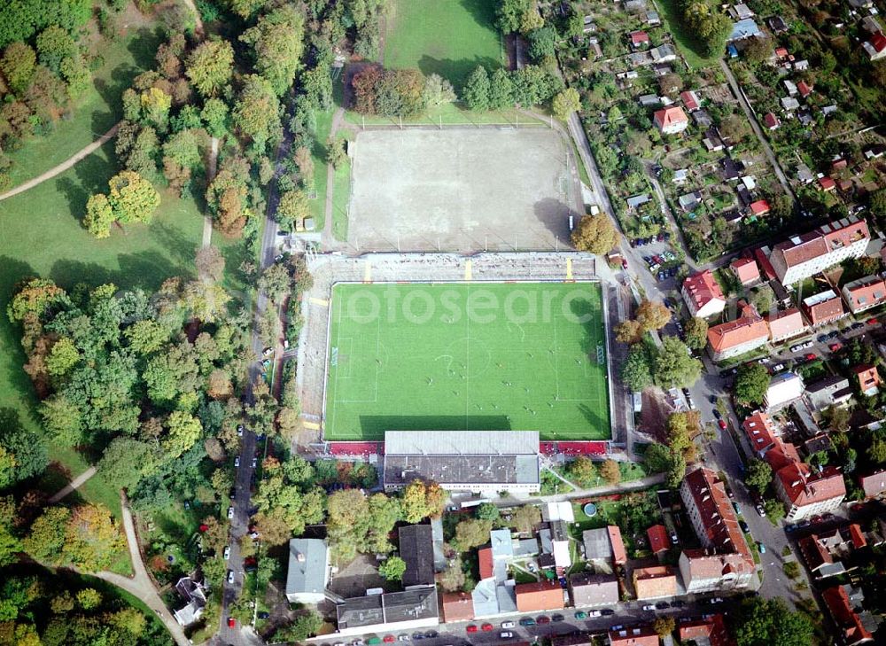 Aerial image Potsdam - Babelsberg - Karl - Liebknecht-Stadion an der Karl - Liebknecht-Straße in Potsdam - Babelsberg.