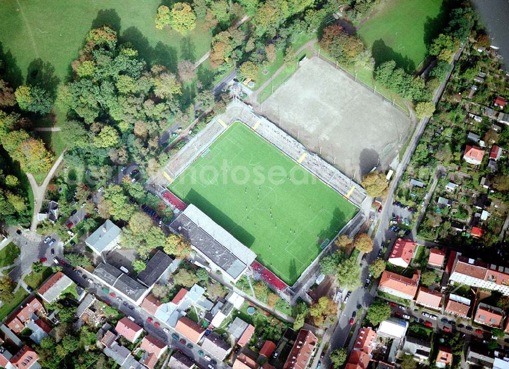 Aerial photograph Potsdam - Babelsberg - Karl - Liebknecht-Stadion an der Karl - Liebknecht-Straße in Potsdam - Babelsberg.