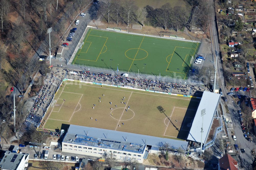 Potsdam Babelsberg from above - The soccer football- Stadium Karl-Liebknecht in Babelsberg