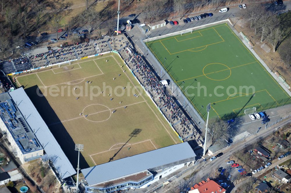 Aerial photograph Potsdam Babelsberg - The soccer football- Stadium Karl-Liebknecht in Babelsberg