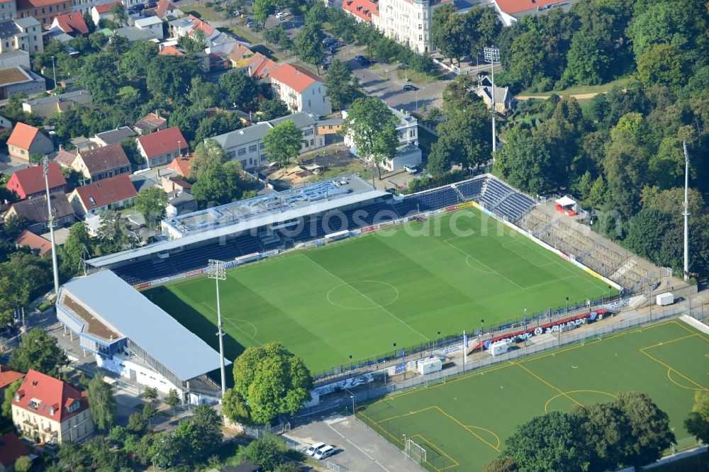 Potsdam from the bird's eye view: The soccer football- Stadium Karl-Liebknecht in Babelsberg