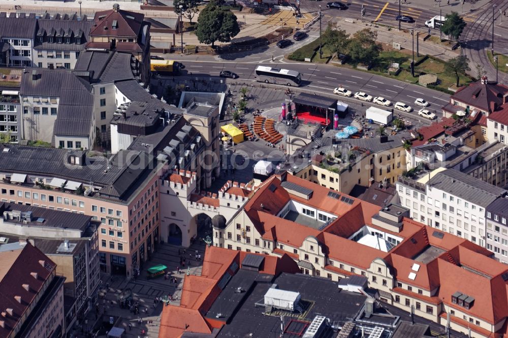 Aerial photograph München - Karlsplatz- Stachus place in downtown Munich in the state Bavaria