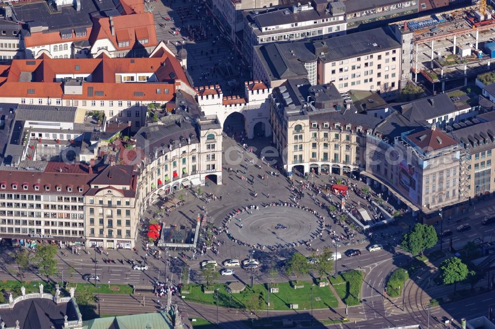 München from above - Karlsplatz- Stachus place in downtown Munich in the state Bavaria