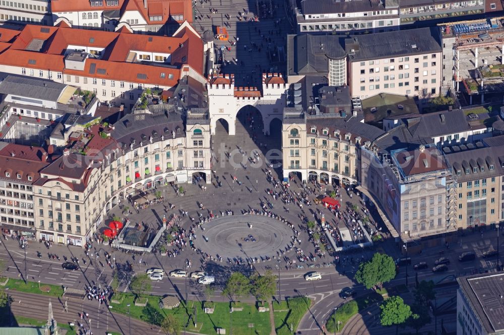 Aerial image München - Karlsplatz- Stachus place in downtown Munich in the state Bavaria