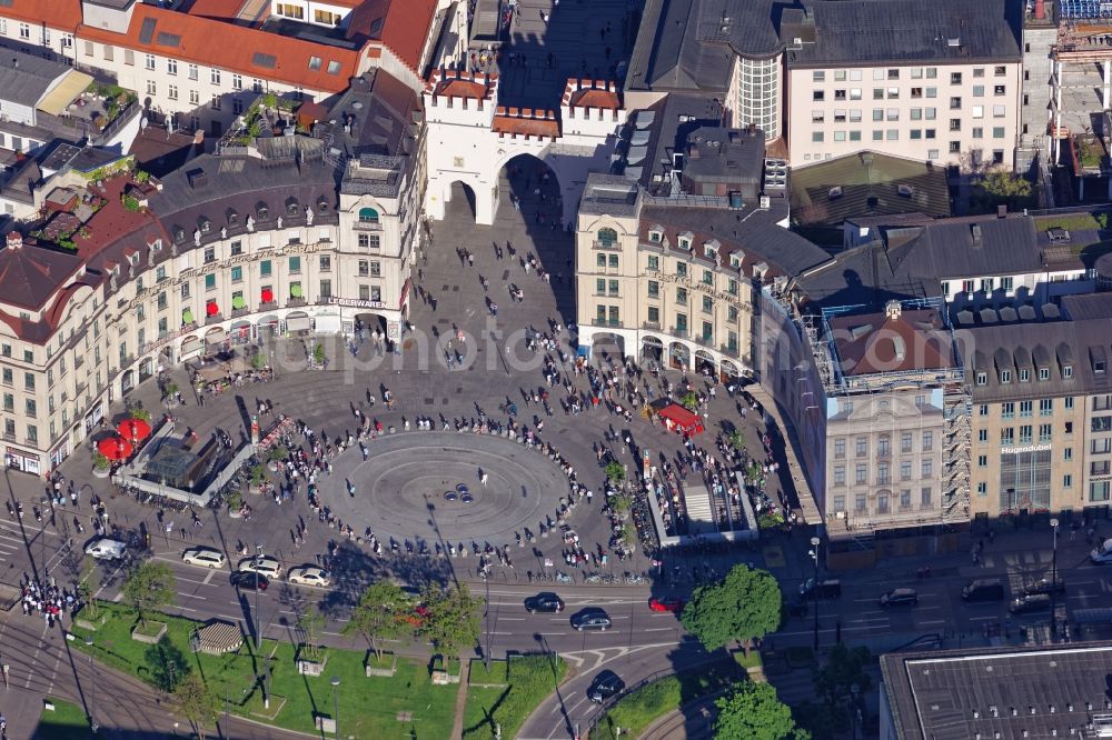 Aerial photograph München - Karlsplatz- Stachus place in downtown Munich in the state Bavaria