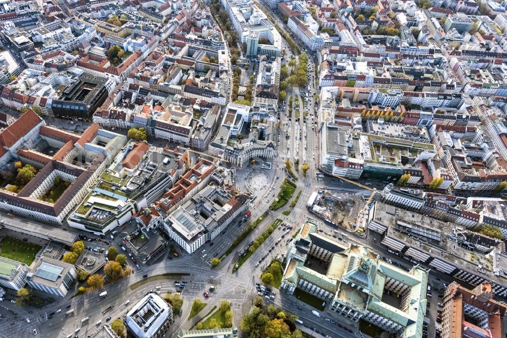 Aerial image München - Karlsplatz- Stachus place in downtown Munich in the state Bavaria