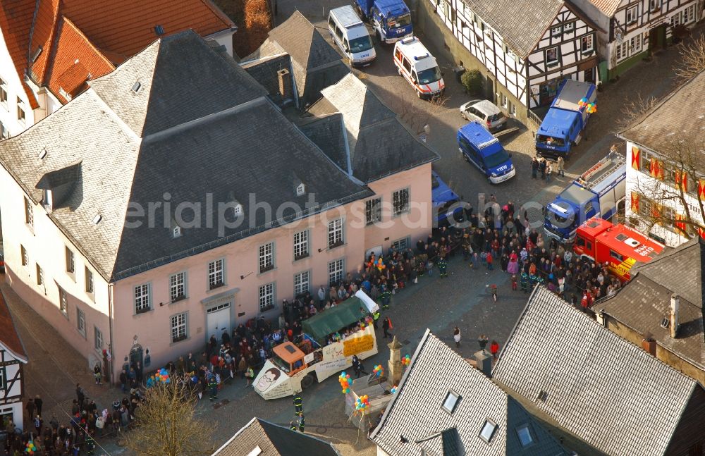 Aerial photograph Arnsberg - Carnival on the Neumarkt in Arnsberg in North Rhine-Westphalia