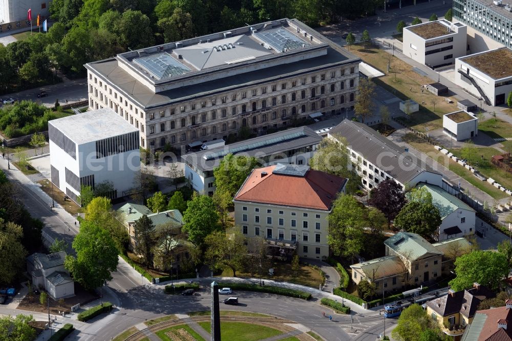 München from above - Circular Place Karolinenplatz in Munich in the state Bavaria, Germany