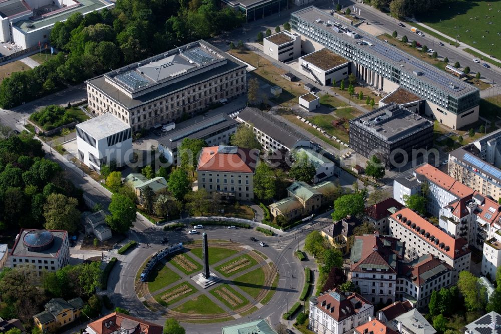 Aerial photograph München - Circular Place Karolinenplatz in Munich in the state Bavaria, Germany