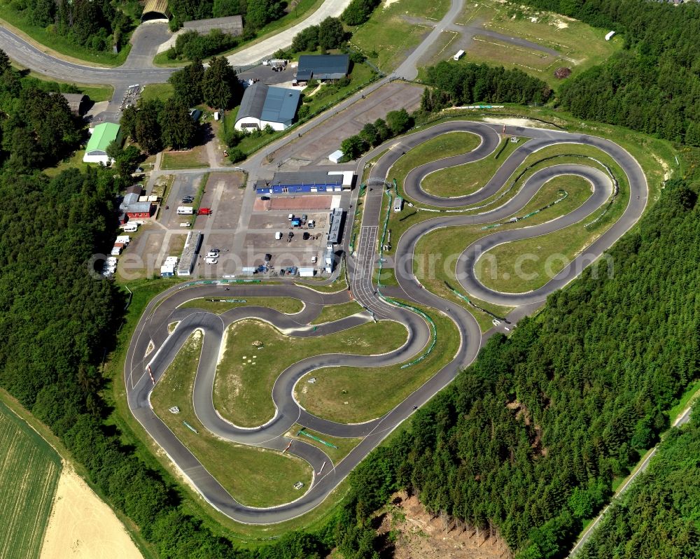 Hahn, Bärenbach from the bird's eye view: Kartbahn Hunsrueckring Hahn in Baerenbach in Rhineland-Palatinate