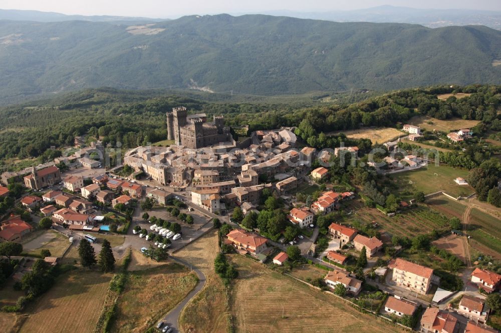 Torre Alfina from the bird's eye view: The Kastel of Torre Alfina is a medieval castle and part of Acquapendente in Lazio in Italy. Torre Alfina is one of the most beautiful villages in Italy