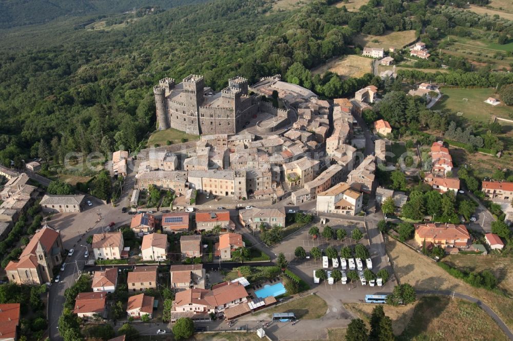 Aerial photograph Torre Alfina - The Kastel of Torre Alfina is a medieval castle and part of Acquapendente in Lazio in Italy. Torre Alfina is one of the most beautiful villages in Italy