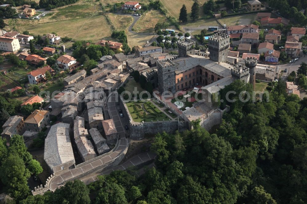Aerial image Torre Alfina - The Kastel of Torre Alfina is a medieval castle and part of Acquapendente in Lazio in Italy. Torre Alfina is one of the most beautiful villages in Italy