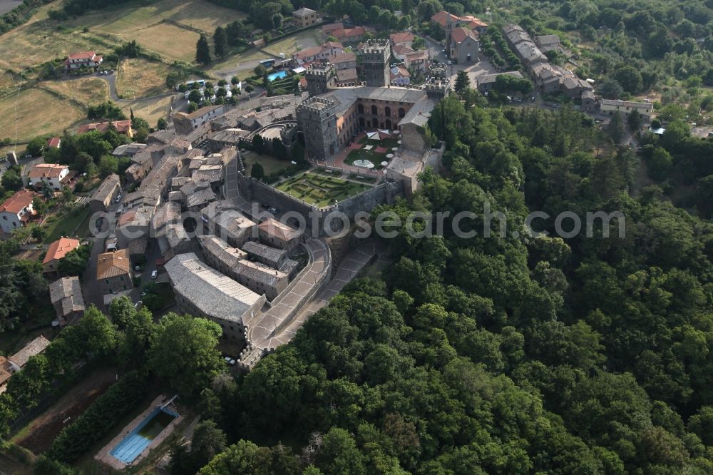 Aerial photograph Torre Alfina - The Kastel of Torre Alfina is a medieval castle and part of Acquapendente in Lazio in Italy. Torre Alfina is one of the most beautiful villages in Italy