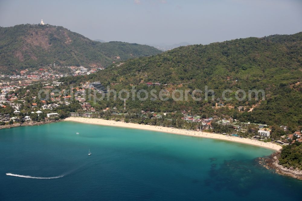 Karon from the bird's eye view: Kata Noi Beach in front of the town Karon on the island of Phuket in Thailand