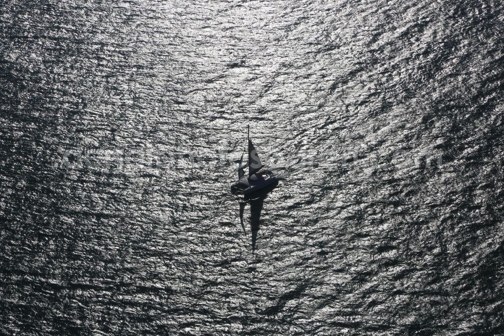 Aerial photograph Dubai - Catamaran is sailing off the coast of Dubai in the United Arab Emirates