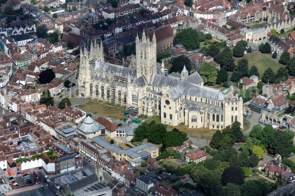 Canterbury from above - Church building of the cathedral of Canterbury in England, United Kingdom