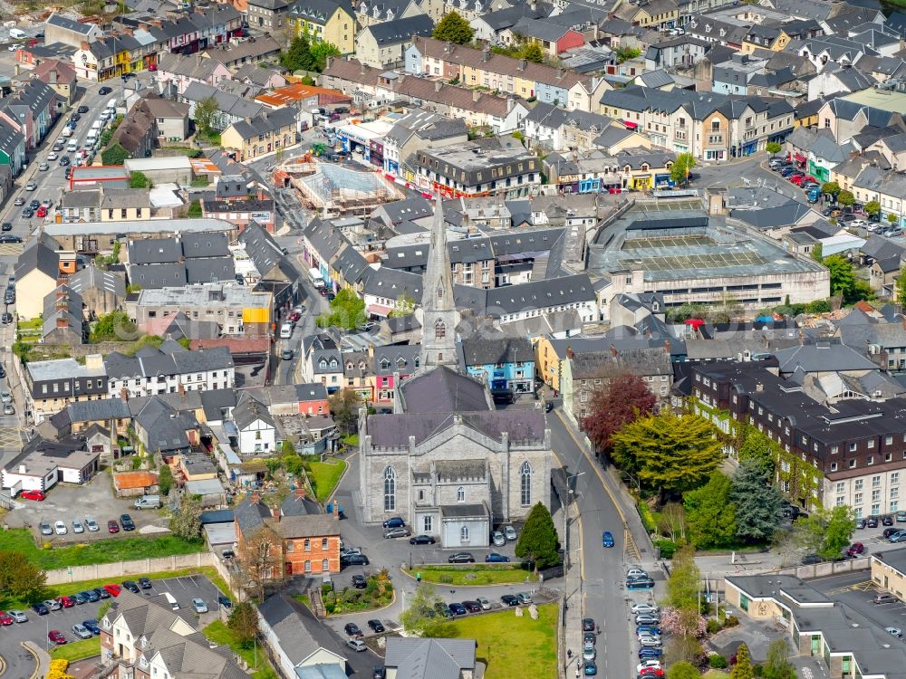 Ennis from above - Church building of the cathedral of in Ennis in Clare, Ireland