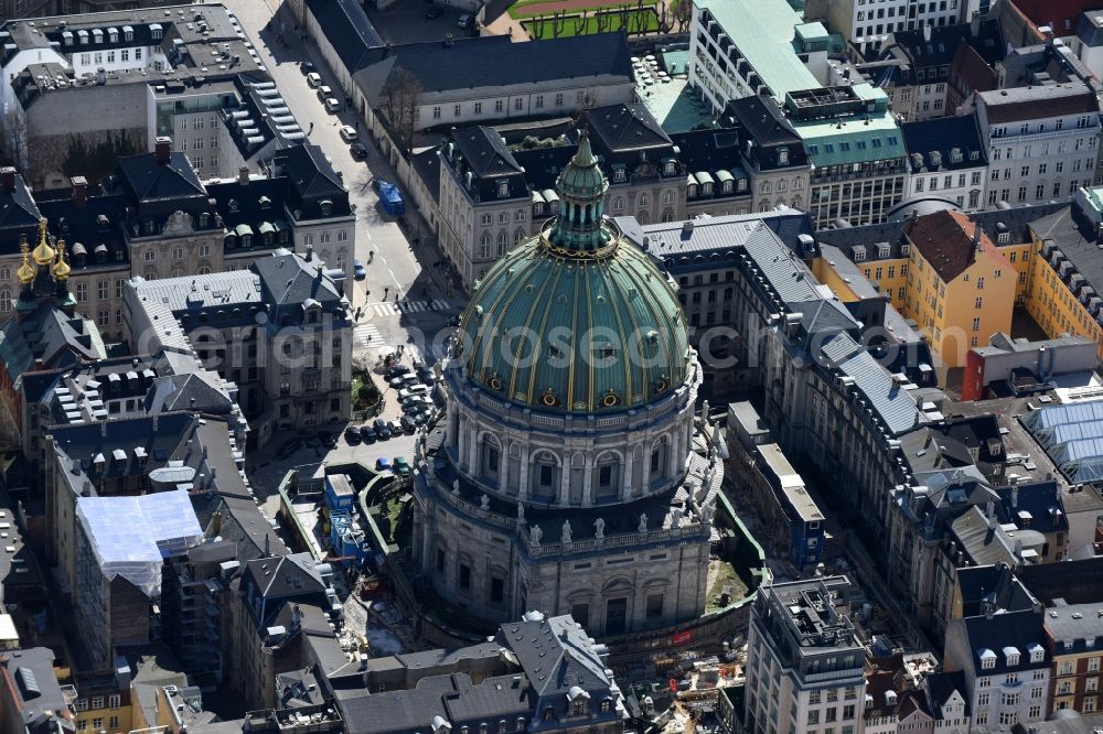 Kopenhagen from above - Church building of the cathedral of Frederiks Kirke on Frederiksgade in Copenhagen in Region Hovedstaden, Denmark