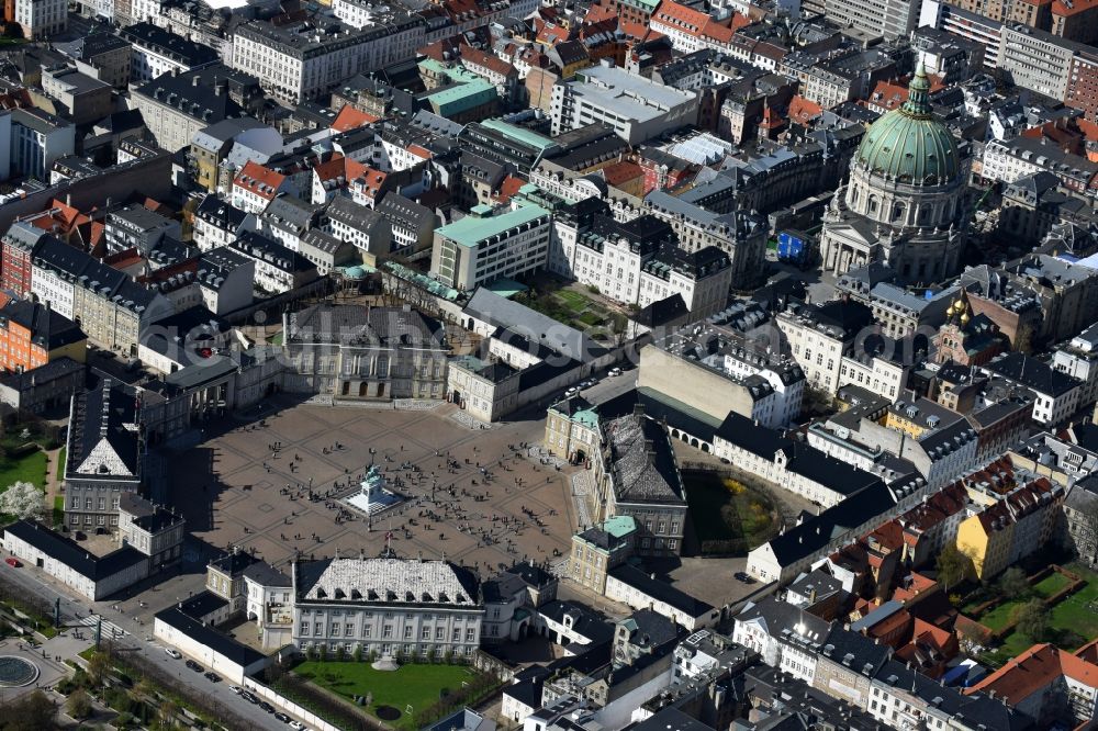 Aerial photograph Kopenhagen - Church building of the cathedral of Frederiks Kirke on Frederiksgade in Copenhagen in Region Hovedstaden, Denmark