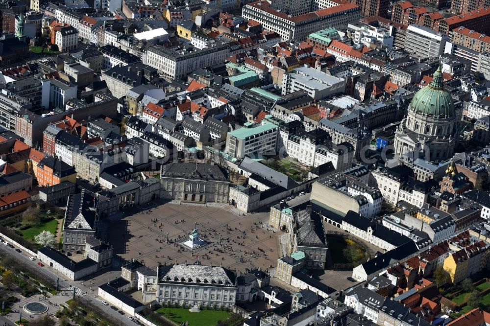 Aerial image Kopenhagen - Church building of the cathedral of Frederiks Kirke on Frederiksgade in Copenhagen in Region Hovedstaden, Denmark