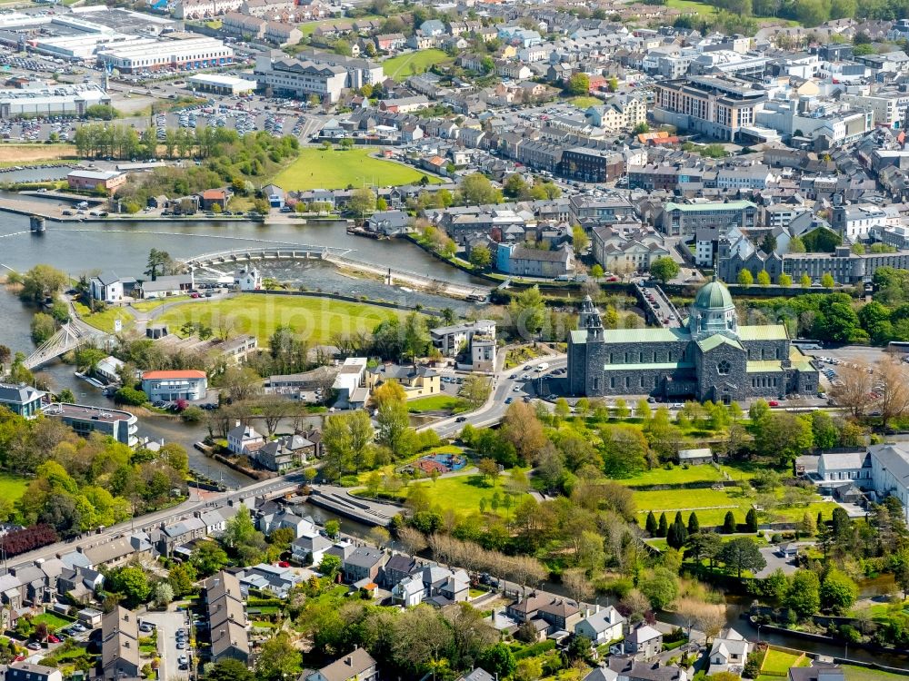 Aerial image Galway - Church building of the cathedral of Galway, Ireland