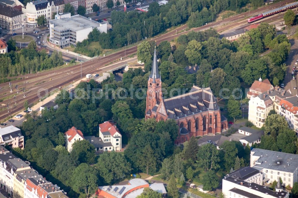 Görlitz from the bird's eye view: Church building of the cathedral of St. Jakobus in Goerlitz in the state Saxony, Germany