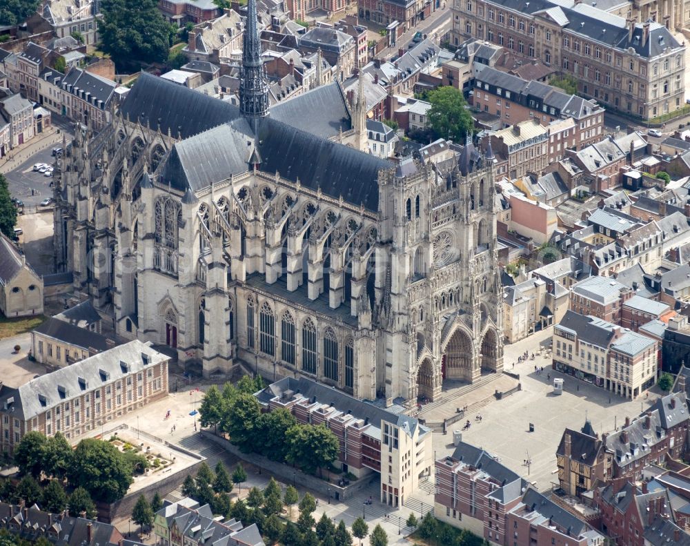 Amiens from above - Church building of the cathedral of Notre Dame in Amiens in Hauts-de-France, France