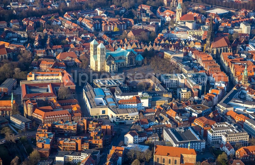 Münster from above - Church building of the cathedral of St.-Paulus-Dom in Muenster in the state North Rhine-Westphalia