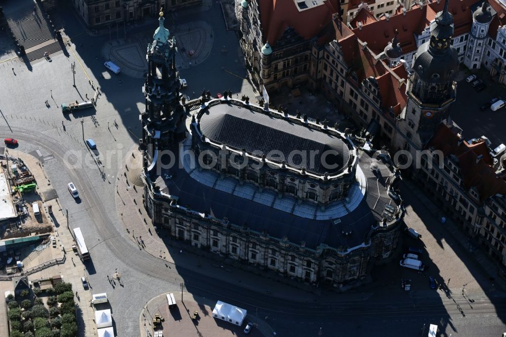 Aerial image Dresden - View of thecathedral Sanctissimae Trinitatis in Dresden in the state Saxony