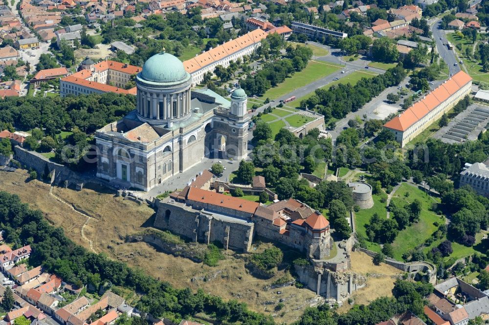 Aerial photograph Esztergom - Church building of the cathedral of Saint Adalbert Cathedral in Esztergom in Komarom-Esztergom, Hungary