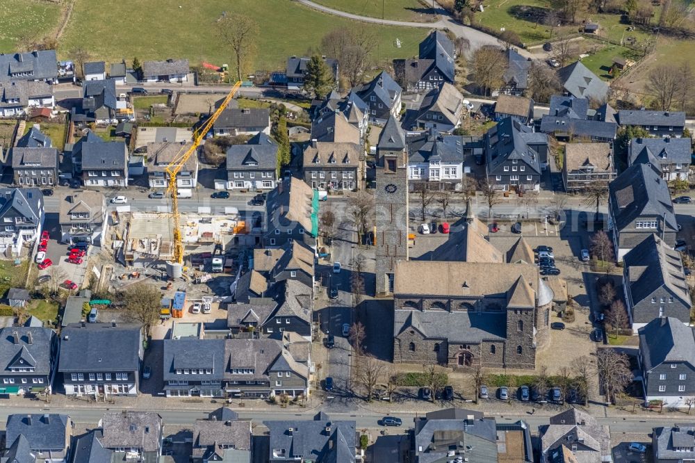 Schmallenberg from the bird's eye view: Catholic Church St.-Alexander-Kirche in Schmallenberg at Sauerland in the state North Rhine-Westphalia, Germany