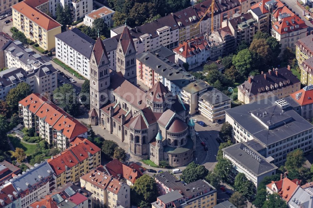 München from the bird's eye view: Church building St. Benno in Munich in the state Bavaria