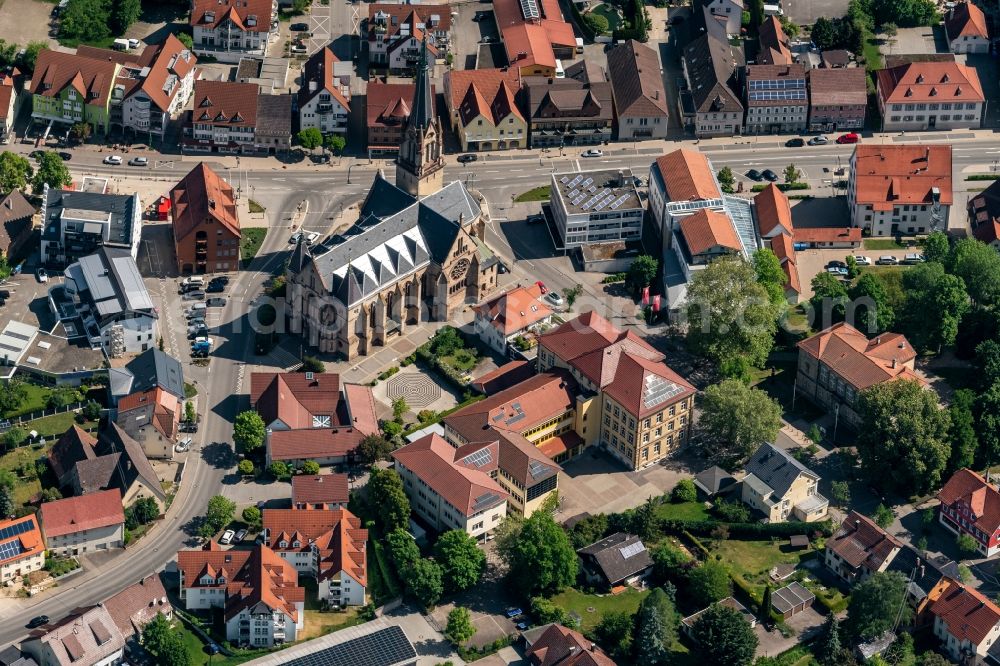 Spaichingen from the bird's eye view: Church building in the village of in Spaichingen in the state Baden-Wuerttemberg, Germany