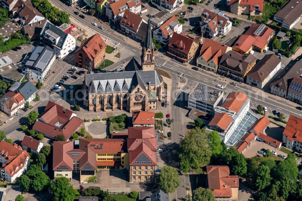 Spaichingen from the bird's eye view: Church building in the village of in Spaichingen in the state Baden-Wuerttemberg, Germany