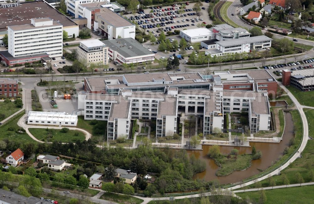 Aerial image Erfurt - Hospital grounds of the Clinic Katholisches Krankenhaus St. Johann Nepomuka in the district Windischholzhausen in Erfurt in the state Thuringia, Germany