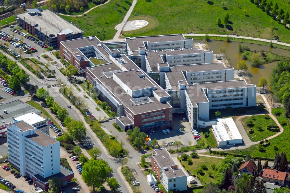 Aerial photograph Erfurt - Hospital grounds of the Clinic Katholisches Krankenhaus St. Johann Nepomuka in the district Windischholzhausen in Erfurt in the state Thuringia, Germany