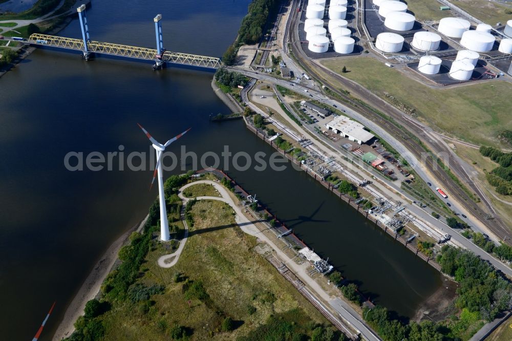 Aerial image Hamburg - Kattwykdamm with Kattwykbridge and ramp in Hamburg-Wilhelmsburg. A project of the Hamburg Port Authority HPA