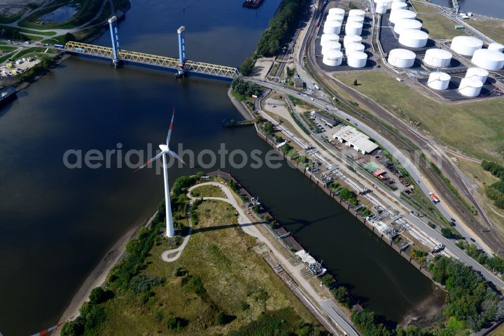 Hamburg from above - Kattwykdamm with Kattwykbridge and ramp in Hamburg-Wilhelmsburg. A project of the Hamburg Port Authority HPA