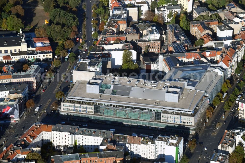 Berlin from the bird's eye view: Department store building KARSTADT am Hermannplatz in Berlin, Germany